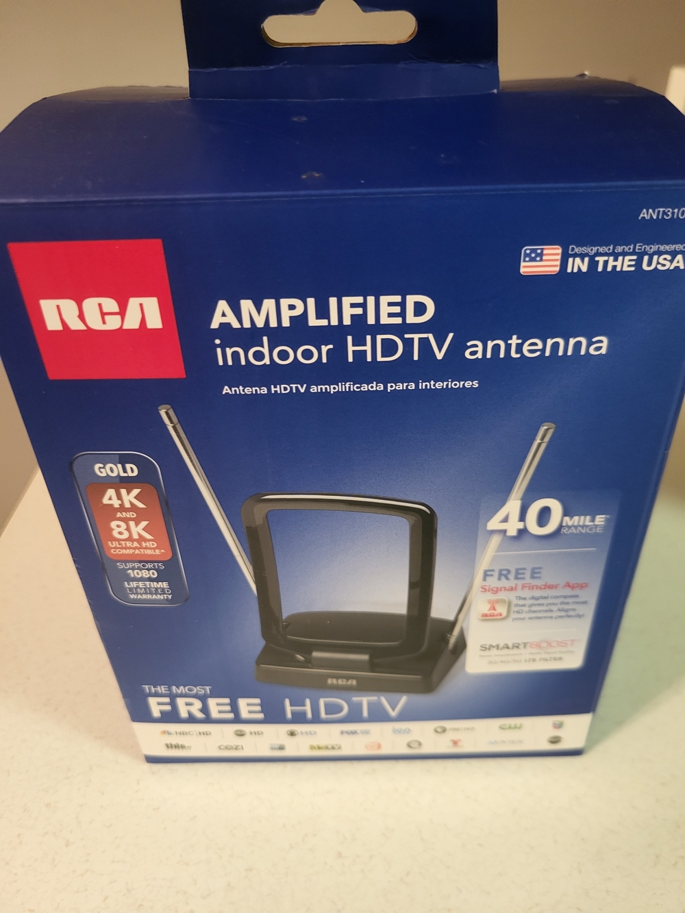 Amplified Indoor HDTV Antenna - Black